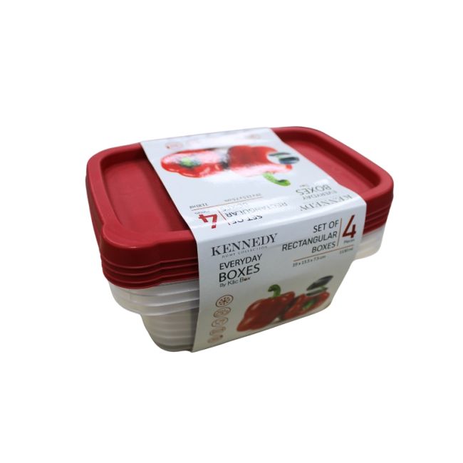 Kennedy Rectangular Box Multipurpose 4Pcs Set 1.13L Red 1 Ea COT-8043-RED