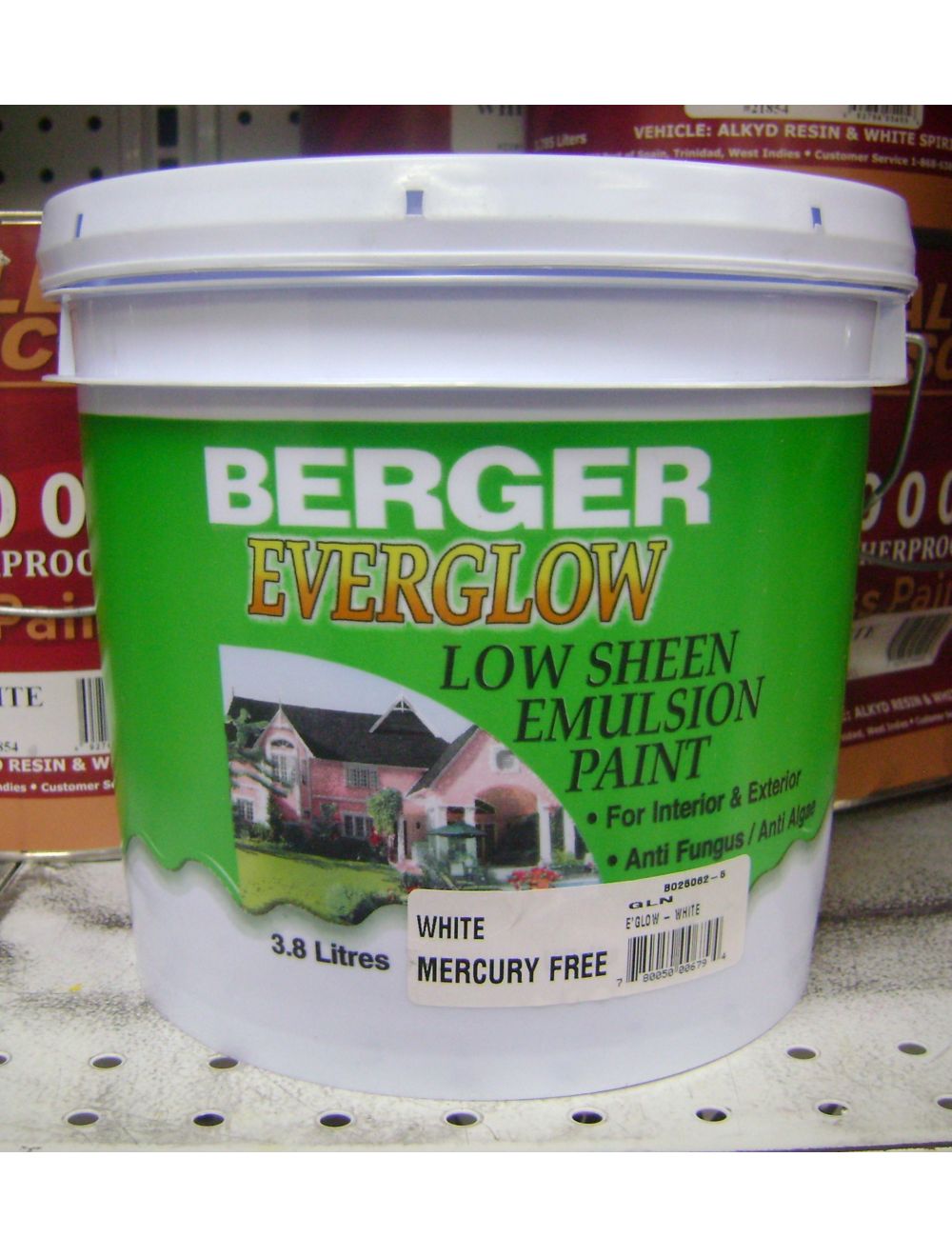 Berger Emulsion Everglow Low Sheen Paint 1 Gl White 1 Each F1023W10000F