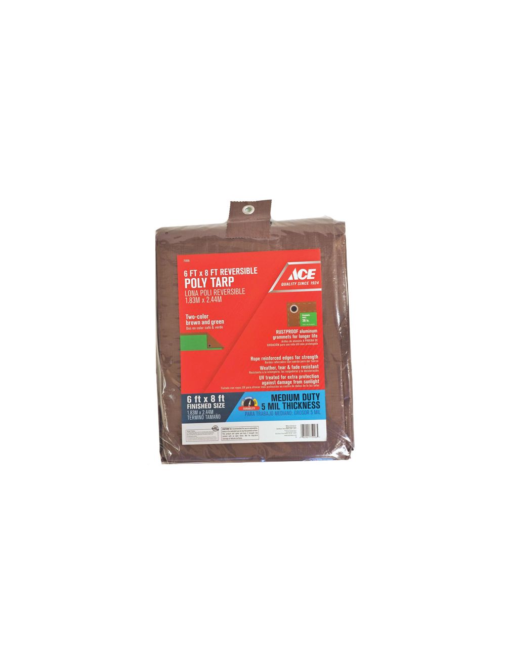 Ace Intl Reversible Medium Duty Poly Tarp 6x8 Ft Brown 1 Each 75906