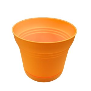 Orange  Plastic Flower Pot 10in 1Ea 7037725