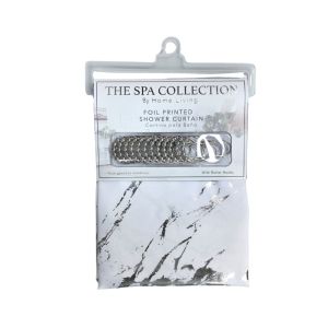 Silver Foil Printed Shower Curtain 1Ea 711-1437861
