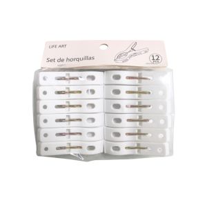 White Plastic Clothespins 12pcs 1 Ea 701-39601