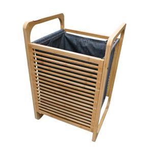 Bamboo Laundry Hamper W/ Removable Fabric Liner