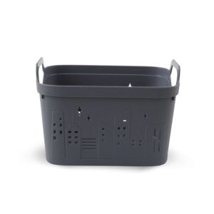 Windrose Storage Basket With Building Patterns 220x150x135mm Grey 723-HXG00975-M