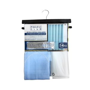 Pacific Club Shower Curtain Set 14pcs 45x60/38x50cm Baby Blue 711-H2405006G