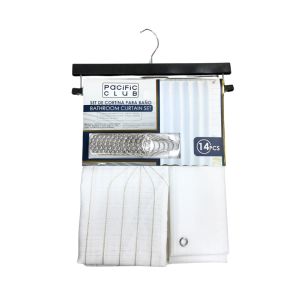 Pacific Club Shower Curtain Set 14pcs 38 x 51cm White 711-H2405006B