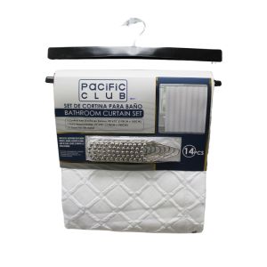 Pacific Club Shower Curtain Set 14pcs White 18x30cm 711-PE187-D