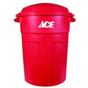 Ace Rubbermaid Plastic Garbage Or Trash Can Wth Lid 32 Gl Red 1 Each 71102