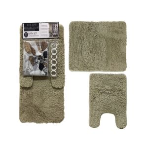 Microfibre Bath Rug Set & Shower Set 15Pcs