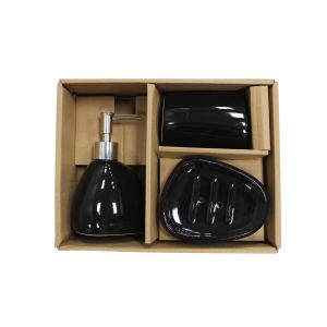  3Pcs Bathroom Accessories Set Black  1 Ea 734-302