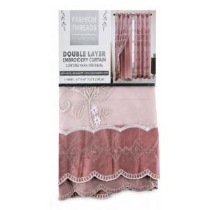 Double Layer Embroidery Curtain Panel 54