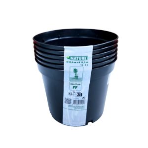 Nature Recycled Plastic Plant Pots 6pcs -1L Black