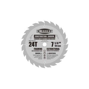 Brown  Saw Blade For Wood 24 Tine 7-1/4 In Carbite Steel 1 Each BRTC93124