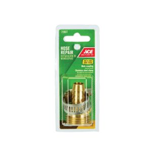 Ace Threaded Hose Repair Barb Male Coupling  1/2x3/4 In Brass 1 Each 72697
