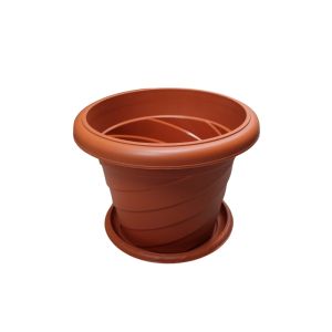 Milan Twist Planter With Plate Brown   1 Ea 767-6096