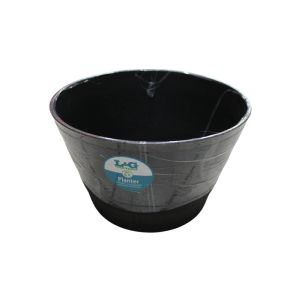  L&G Solutions 9 in. H X 14 in. D Wood-Resin Whiskey Barrel Planter Bro