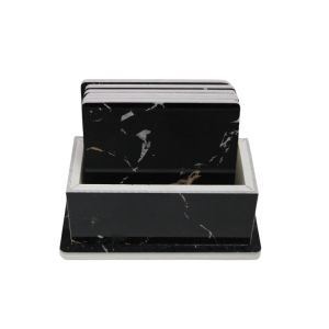 Marble Coaster Set 6pcs Black  1 Ea 73137117