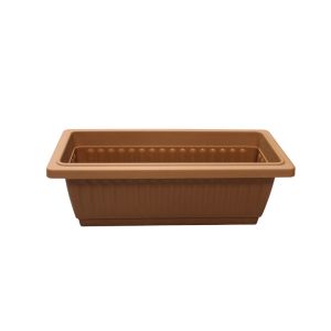 Life Art Flowerpot With Plate  Brown Rectangular 1 Ea 767-04295