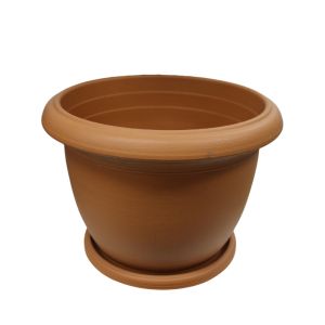 Life Art Flowerpot With Plate 20.5cm Brown 1 Ea 767-04275