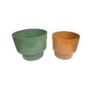 Speckled Metal Planter Set -  2pcs