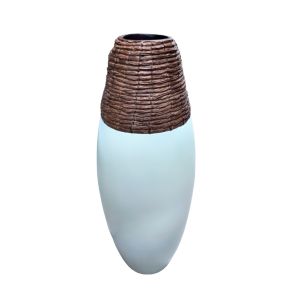 Woven Texture Decorative Vase – Brown & White 16x16x41cm