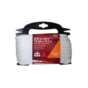 Ace Twisted Nylon Rope 5/16X50Ft White 1 Ea 5999428