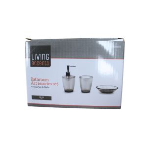  Living Accents 3Pc Bathroom Accessories Set  Gray 1 Ea 6998612