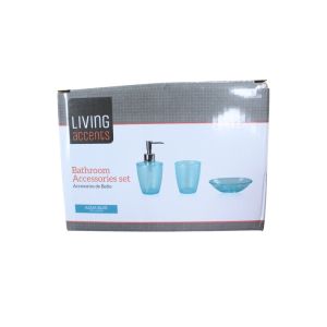 Living Accents 3Pc Bathroom Accessories Set  Aqua Blue 1 Ea 6998599