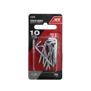 Ace Hook Screw 1- Three 8th Inch 10pk   1 Ea 51524