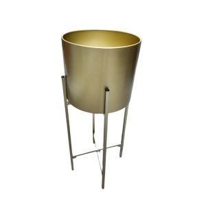 Gold Metal Planter W/ Stand 25x25x60cm