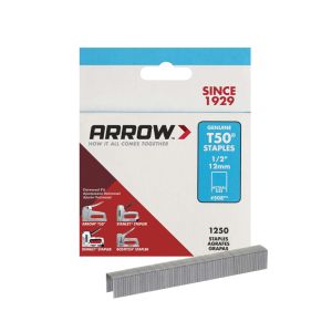 Arrow Flat Crown Heavy Duty Staples T 50 1250s 1/2 In Metal 1 Each 20364