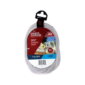 Ace Synthetic Polyester Clothesline 7/32 In x50 Yd White 1 Each 71972
