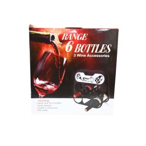 6-Bottle Wine Rack Gift Set W/ 3 Wine Accessories