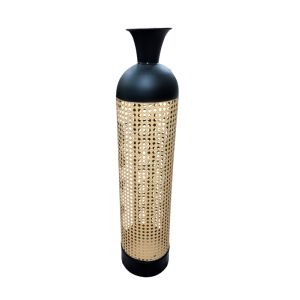Tall Metal Decorative Vase W/ Rattan Weave- 16.5x16.5x69.5 Cm