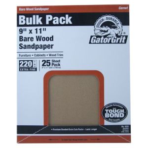 Gator Bare Wood Garnet Sandpaper 220 Grit 9x11 In Aluminum Oxide 1 Each 18730