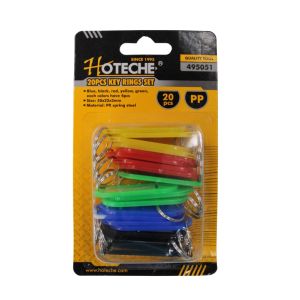 Hoteche 20pcs Key Ring Set 50X22X3Mm Blue Black Red Yellow Green 1 Ea 495051
