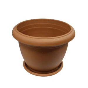 Life Art Flowerpot With Plate 17cm Brown 1 Ea 767-04274