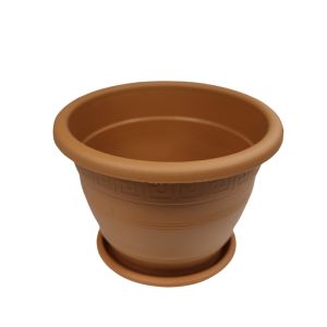 Life Art  Flowerpot With Plate 12cm Brown 1 Ea 767-04282