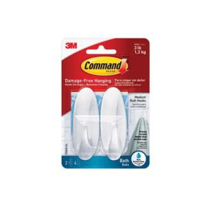 Command Medium Plastic Bath Hook Max 3 Lb 2 s White 1 Each 5486824