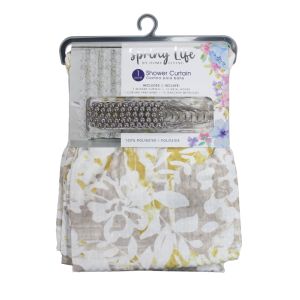  1Pc Spring Life Printed Shower Curtain With Metal Hooks   1 Ea 7111400653