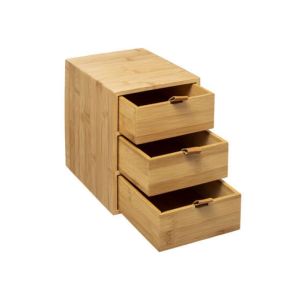 Bamboo 3-Drawer Storage Organizer 15x20x21cm Beige 1Ea 348777