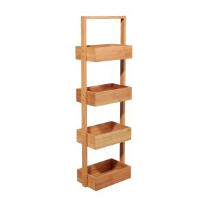 PVH Storage Rack Bathroom 4 Levels Bamboo 28X15X88 Cm  1 Each 183691