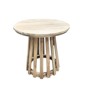 Round Wooden Accent Table – Natural Finish