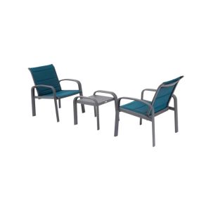 Outdoor Patio Chair Set 3pcs- Teal & Grey