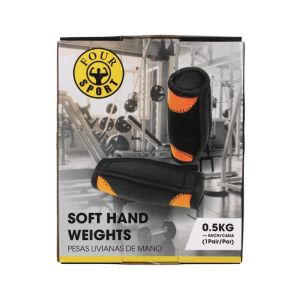 Four Sport Soft Hand Weights 0.5kgs Black/Orange 1Ea 965-04924