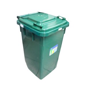 Green Plastic Trash Bin W/ Lid 100L