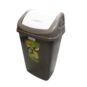 Plastic Swing Lid Waste Bin – Brown/White 5L