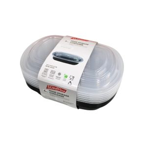 WindRose Food Storage Container Set 6 Pcs, Black & Clear 1 ea 723-05705