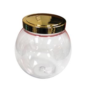 Round Plastic Storage Jar W/ Gold Lid 2.4l 1Ea 723-2005