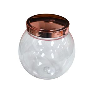 Round Clear Storage JarW/ Metallic Rose-Gold Lid 2.4L